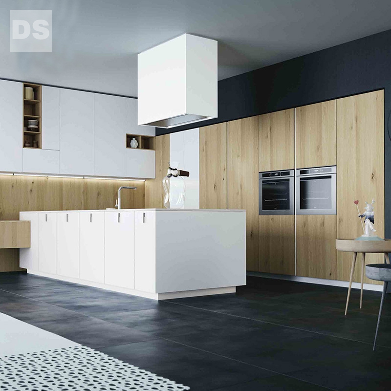 Urban matte wood grain combination of kitchen cabinets