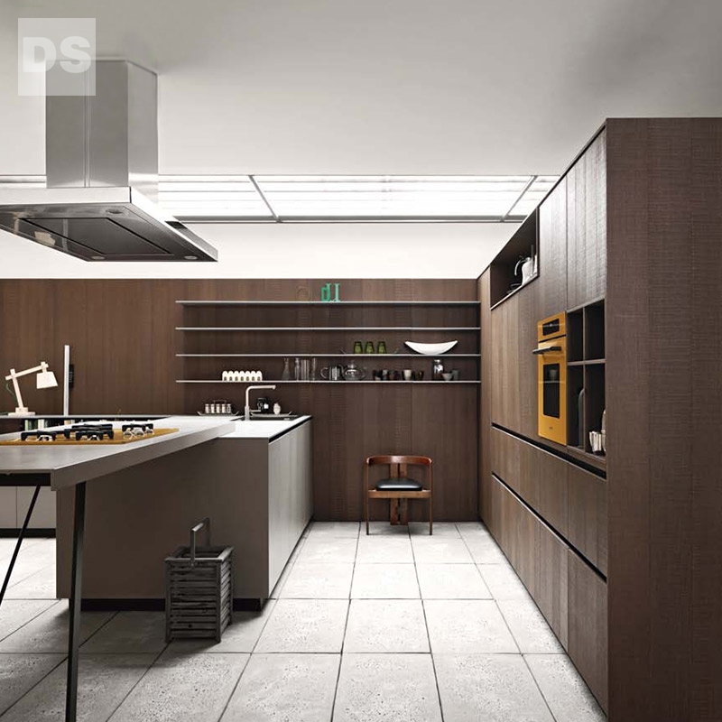 Imported mirror panels wood kitchen cabinets